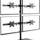 WALI Freestanding Quad Monitor Mount for 17-27 Inch Screens, Fully Adjustable 4 Monitor Stand with Swivel, Tilt, Rotation, Glass Base, Max Load 22 lbs per Arm (GMF004), Black