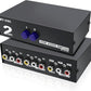MEIRIYFA 2 Way AV RCA Switcher Splitter 2 in 1 Out, 2 Port AV RCA Switch 2-in-1 Composite Video L/R Audio Switcher Selector Box for DVD Player, Game Consoles TV Monitor Projector