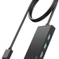 USB Hub, Multiport USB Splitter Adapter, 2 ft Long Cable USB 3.0 Hub, USB Extender for Laptop, PC, iMac, Surface Pro, MacBook, Mac Pro, Flash Drive, XPS, Mouse, HDD