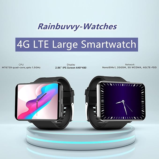 4G Smart Watch 2.86 Inch Screen Android 7.1 1GB+16GB 5MP Camera 2700mAh Battery Smartwatch for Men (Black, 1GB 16GB)