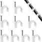Cable Clips, 100 Pcs, 7mm, Wire Wall Clips with Steel Nails, Cable Management Organizer Clips, Cable Tacks Coax Holder Clips, RG6 RG59 CAT6 RJ45 Cable Cord Clips, White