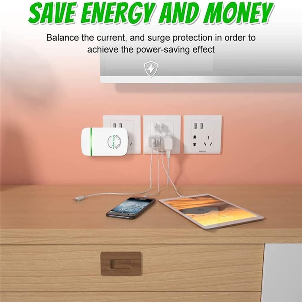 Elon-musk's Electricity Saving Box Stop Watt Stopwatt Energy Saving Device Save Energy Saving Device Energy Saving Power Strip for Home Office US Plug 90v-250v 30kw Rated Green (4PCS, White)