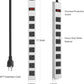 JUNNUJ Metal 8 Outlet Power Strip, Mountable Heavy Duty Power Strip, 1200J Surge Protector Wall Mount Screws Outlet with Switch, Gaming Desk Strips Wide Spaced 15A 125V 1875W, 6 FT 14AWG Power Cord