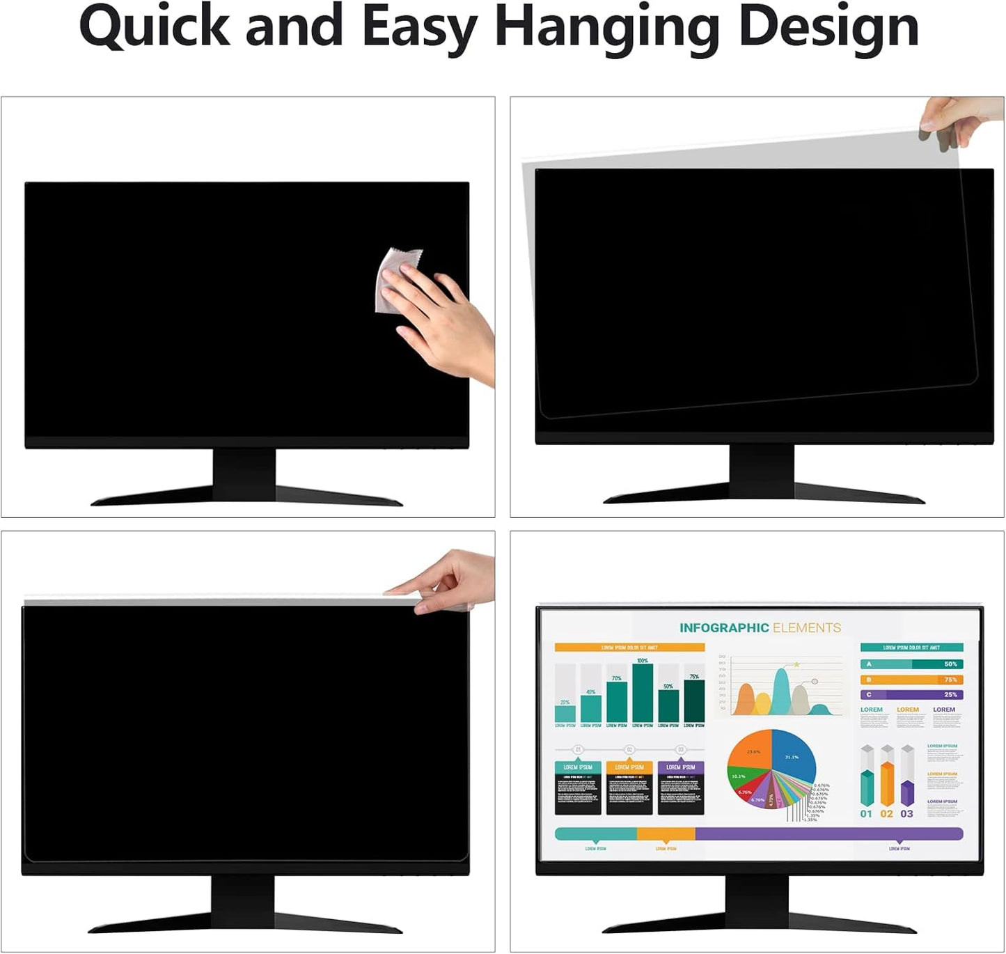 【2 Pack】 22 Inch Privacy Screen Protector (Compatible with 20", 20.2", 21.5", 21.6") for 16:9/16:10 Widescreen Monitors-Blue Light Blocking,Hanging Design, Anti-Scratch for Desktop Computers