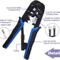 Delgada RJ45 Ethernet Network Crimping Tool Kit for Cat6 Cat5e Cat5 Crimp Tool, with 10pcs Cat5 Cat5e Connectors, 10pcs Covers, Network Cable Tester, Cutter and Stripper