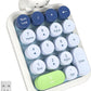 MOFII Wireless Number Pad with Bear - Mixed Blue Numeric Keypad 18 Keys 2.4G Round Keycap Colorful Extensions Cute Numpad, Portable Accounting Financial Retro Numpad 10 Key for Laptop/PC/Notebook