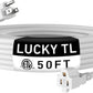 LUCKY TL Indoor Outdoor Extension Cord, 16/3 Gauge White Long Extension Cord 50ft, Waterproof Flexible Case, Made of Pure Copper, 13A 1625W 16AWG SJTW, 3 Prong Heavy Duty Wire, ETL