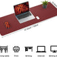 Leather Desk pad Protector, Large Desk mat with Natural Cork & PU Leather,Mouse pad,Non-Slip Office Desk Mat,Waterproof Desk Writing Pad for Office and Home (47in*17in, red)