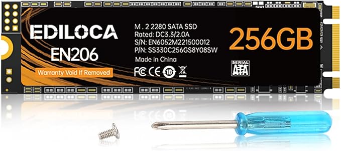 EN206 256GB 3D NAND TLC M.2 SSD, M.2 2280 SATA III 6Gb/s SSD Internal Hard Drive, Read/Write Speed up to 550/460 MB/s, Compatible with Ultrabooks, Tablet Computers and Mini PCs