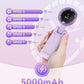 Portable Handheld Turbo Fan, 5-Speed Personal Fans, 5000mAh Rechargeable Fans Up to 12 Hours, Weight only 0.6lb Small Fan, Hand/Neck/Desk Fan 3 IN 1, Beach Vacation Essentials(Purple)