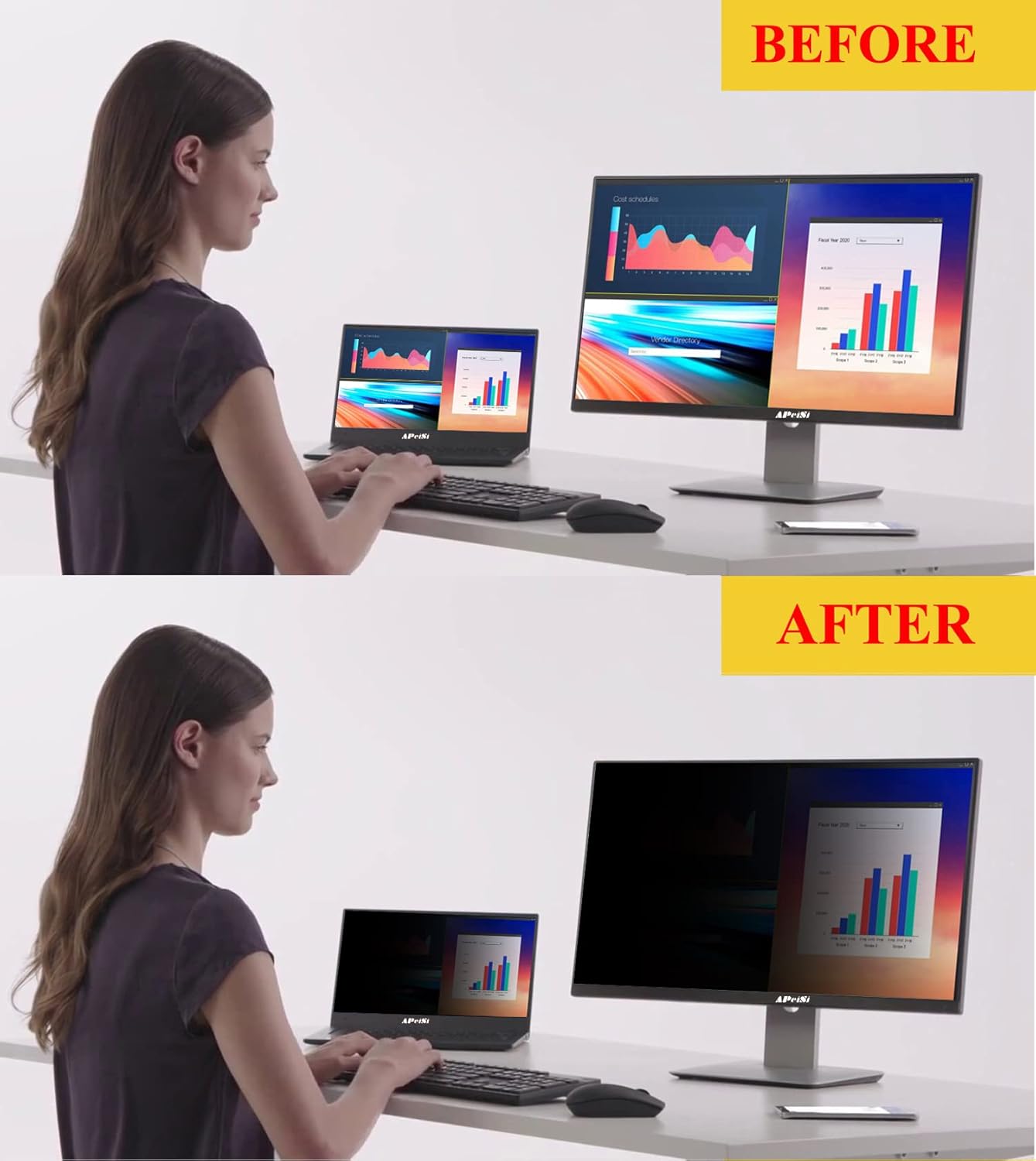 22 Inch Privacy Screen Filter for Widescreen 16:10 Monitor | Privacy Shield | Anti-Glare | Anti-Blue light Protector | Eye Protection | Computer Security Private Filter