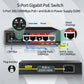 STEAMEMO 5-Port Managed Gigabit Switch with Web Management | VLAN, QoS, Plug & Play | Metal Smart Switch for Home/Office | Desktop/Wall-Mountable
