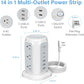 AiJoy Flat Plug Power Strip Tower with 9 Outlets and 5 USB Ports (2 USB-C), 1200J Surge Protection, 1625W Extension Cord with Multiple Outlets Charging Station for Home Dorm Office Supplies