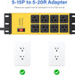 CCCEI Yellow Heavy Duty Power Strip Surge Protector 20 AMP, 8 Outlets 12 Gauge Industrial Shop Garage Metal Multiple Outlets, 10FT Extension Cord 5-15P Adapter High Amp 6-20R T-Slot 20a for Appliance