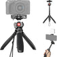 NEEWER TP38 Phone Camera Tripod, 15" Extendable Selfie Stick Metal Stand with Phone Holder, Action Camera Adapter Compatible with Hero 12 11 10 9, 360° Ball Head Travel Tripod for Vlogging