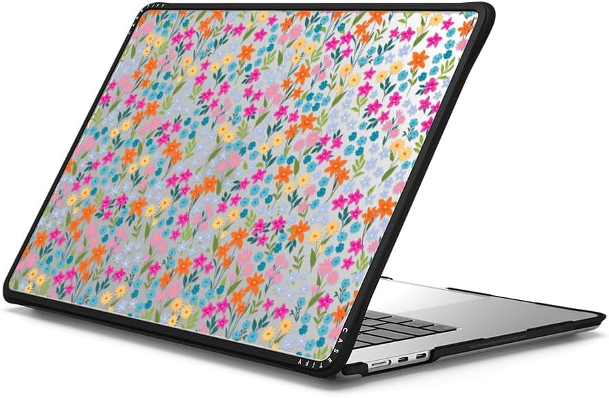 CASETiFY Impact MacBook Air 15" (M2-M4) Case [Cushioned Impact Corners/Scratch-Resistant/Anti-Slip Grip] - Petit Floral Transparent - Clear Black