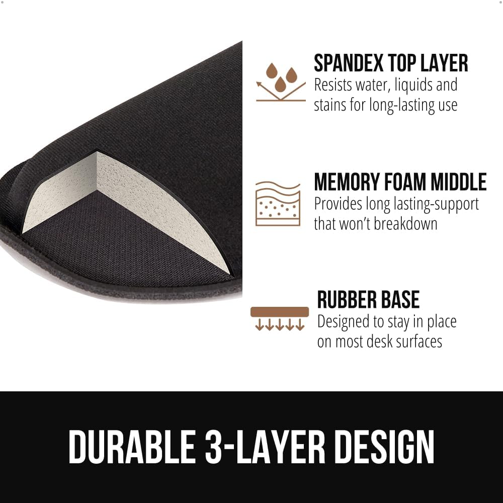 GORILLA GRIP Silky Gel Memory Foam Keyboard Wrist Rest for Computer and Mouse Pad, Ergonomic Design Typing Support, Desk Office Supplies, Hand & Arm Mousepad Cushion and Coaster, 3 Piece Set, Black