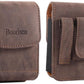 Universal Phone Holster Phone Pouch Case Belt Clip Belt Loops Card Slot Faux Leather for Man for Samsung Galaxy Z Flip 5/4/3 Motorola Razr Plus Razr+ 2023 (Brown&Yellow, XS(3.7"x3.1"x1.1"))