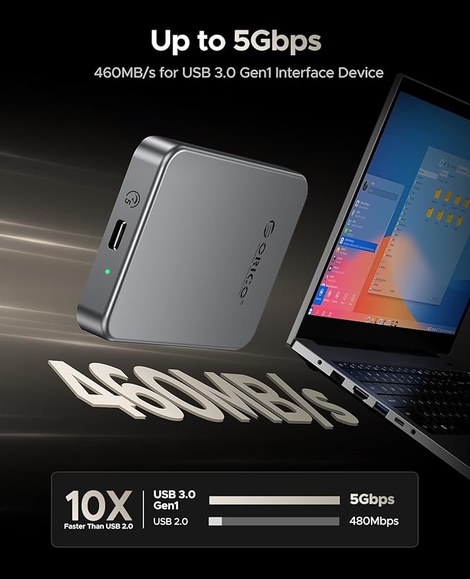 ORICO 480GB Magnetic Portable SSD, Metal Body, 4K 120 fps ProRes HDR Record and Store, Up to 460MB/s, USB C&A 2 in 1 Cable, External SSD Compatible with iPhone 16 Pro Max, Tablet, Computer - K5PLUS
