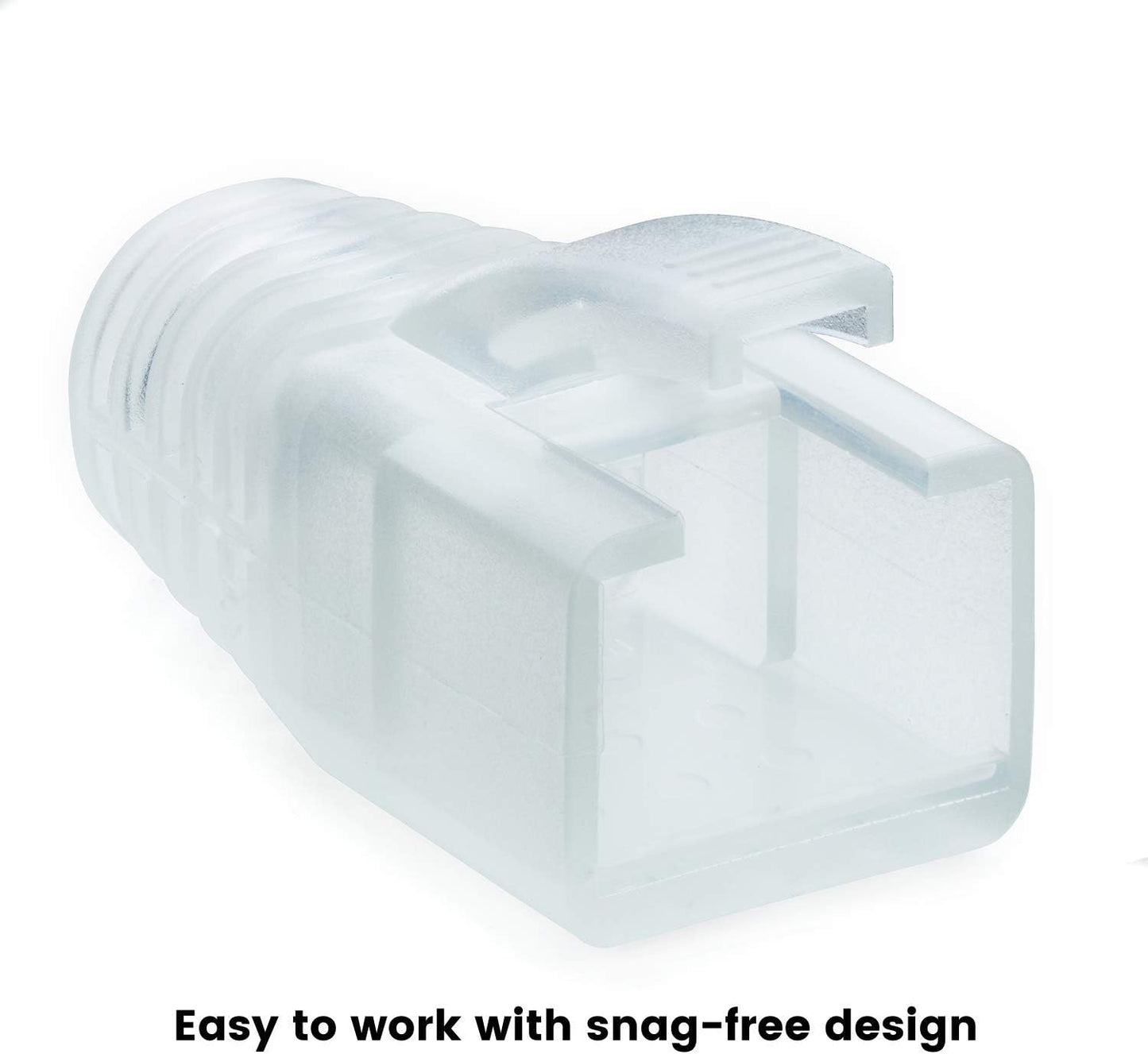 trueCABLE RJ45 Strain Relief Boots, 8.0mm Slip-On PVC Plug Cover, Transparent, 100 Pieces
