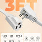 DEWENWILS Heavy Duty 3FT Extension Cord with 3-Prong Flat Plug, 15A/1875W 14/3 SPT-3 Flat Wire, Space Saving for Home Office Appliances & Electronics, ETL Listed, 2 Pack, White