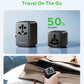 MOMAX Mini Universal Travel Adapter Worldwide, 2 AC, All European Travel Plug Adapter UK, Travel Essentials for US to Europe Adaptor, All-in-One Wall Charger for AUS JP (No USB Port)