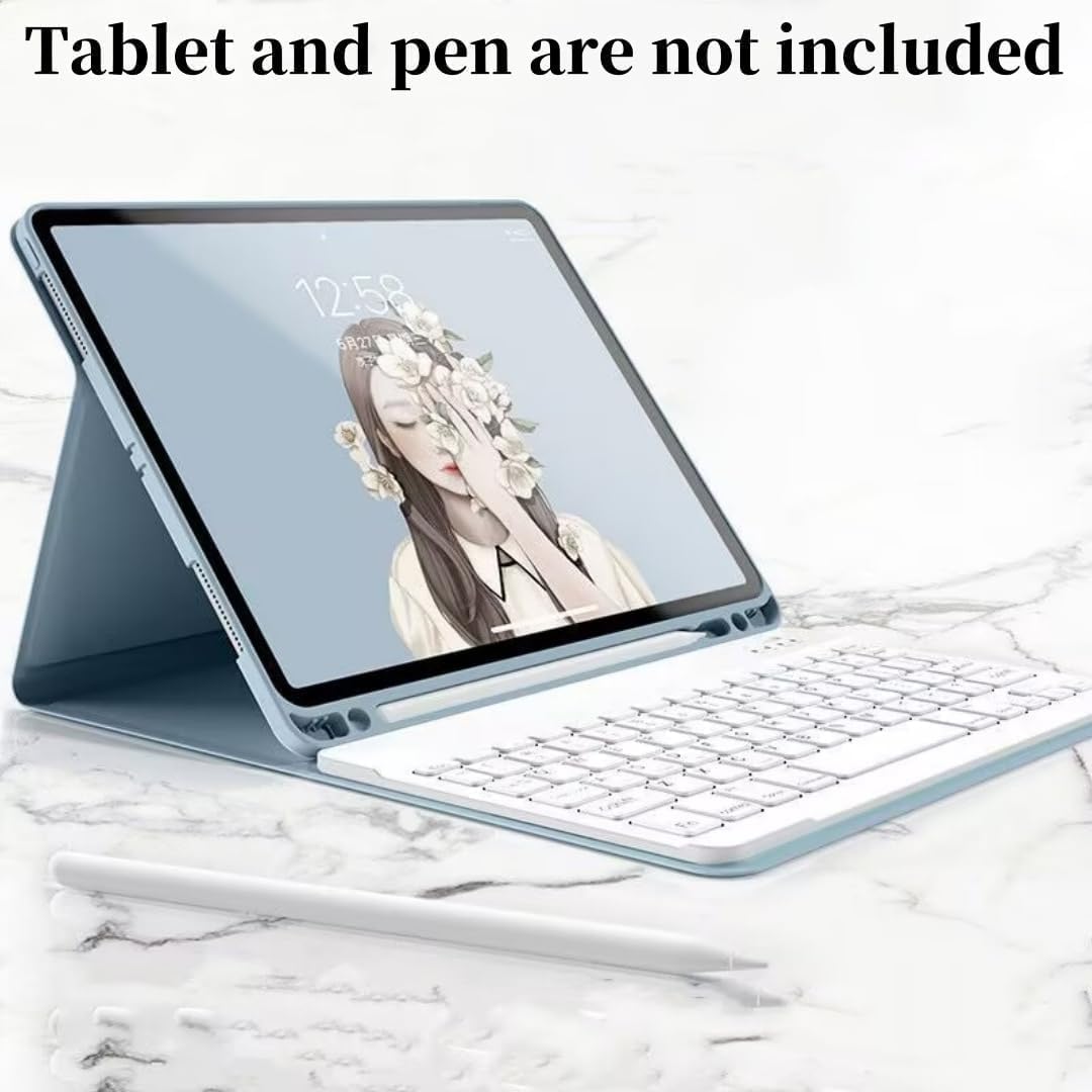 Keyboard Case for iPad Air 11-inch M3/M2 (2025/2024)/ Air 5th 4th Generation 10.9" with Mouse and Rainbow Backlit Magnetic Detachable Bluetooth Keyboard Cover,Dark Green+White