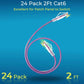 Rapink Patch Cables Cat6/ Cat6a 2ft (24 Pack) Slim, Cat6a Ethernet Patch Cable 20G Support, Snagless Cat 6 Patch Cable for Patch Panel to Switch, Flexiable Cat6 Ethernet Cable Purple