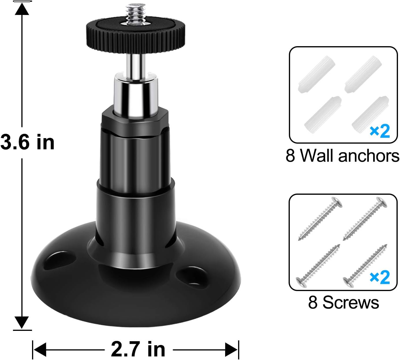 FastSnail Wall Mount Compatible with Wyze Cam Pan & Wyze Cam V3/Ring Camera, Adjustable Indoor Outdoor Mount for Wyze Cam Pan, Wyze Cam Outdoor, Wyze Cam V3/ArloPro/2/3/4/5//Ultra/Ultra 2 Pack Black