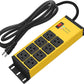 CCCEI Yellow Heavy Duty Power Strip Surge Protector 20 AMP, 8 Outlets 12 Gauge Industrial Shop Garage Metal Multiple Outlets, 12 FT Extension Cord 5-15P Adapter High Amp 6-20R T-Slot 20a for Appliance