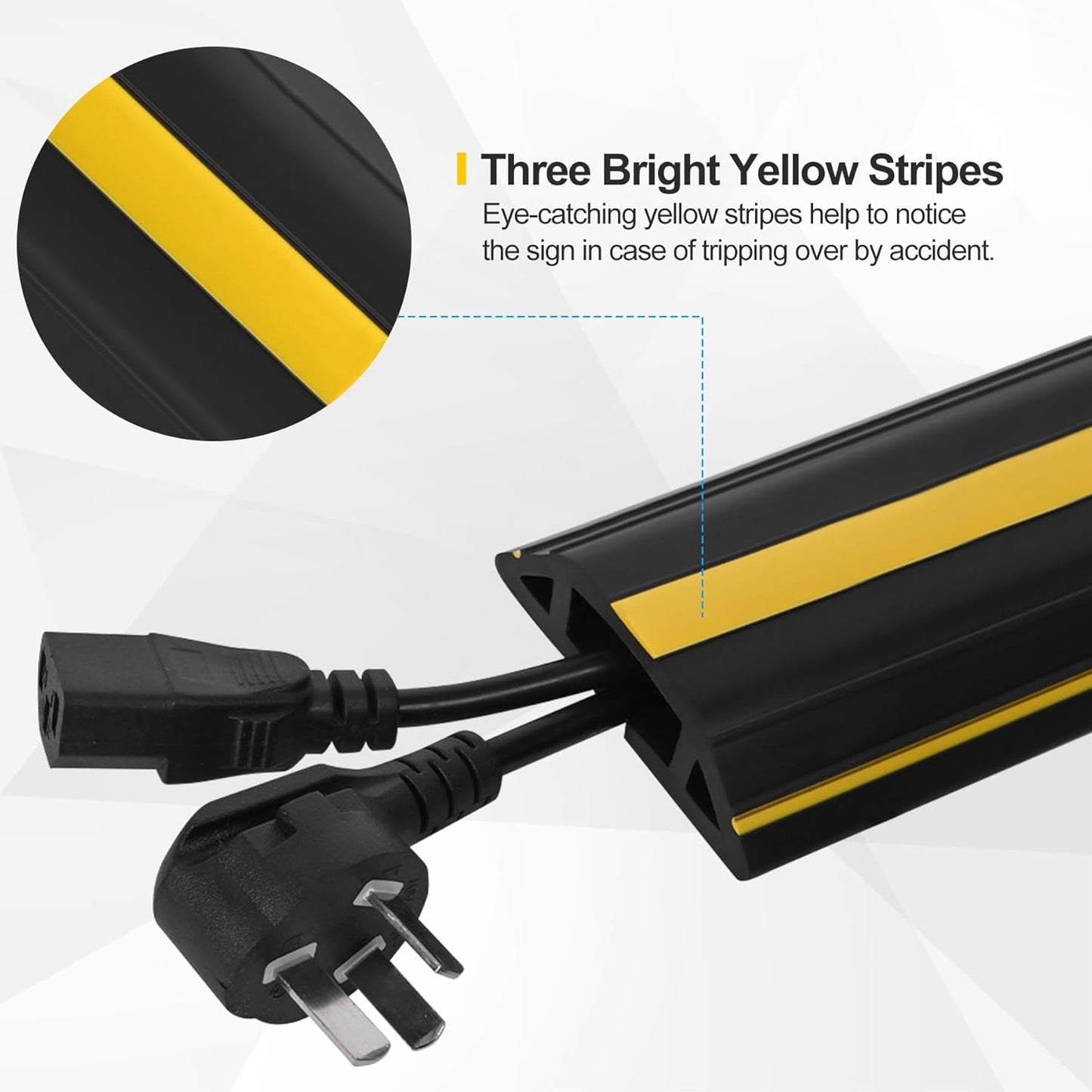 Floor Cord Cover 10Ft Heavy Duty PVC Floor Cable Protector Electric Cord Hider Cable Management Floor Strip Extension Cord Covers Cable Raceway for Wires on Floor Inner Channel 1.36" W x 0.43" H