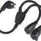 Power Extension Cord Y Splitter - 1FT Right Angled Type Flat Plug NEMA 5-15P 1 to 2 Way Outlet NEMA 5-15R SJT 16AWG 3 Prong Low Profile Black AC Power Cable Wire Extender for TV Computer Monitor