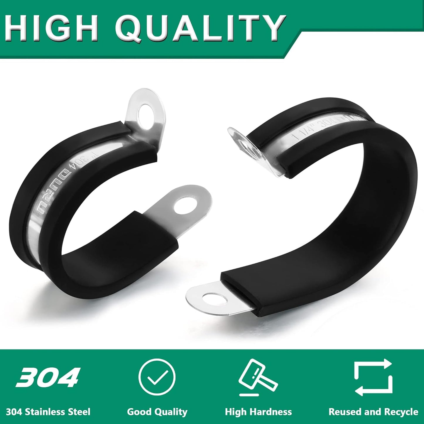 30pcs 5/16 Inch Stainless Steel Cable Clamps,Rubber Coated Cushioned Insulated Cable Clamp,Automotive Cable Wire Clamps,Pipe Clamps,Metal Clamp for Tube,Lines,Wire Cord Installation(Black,8mm)