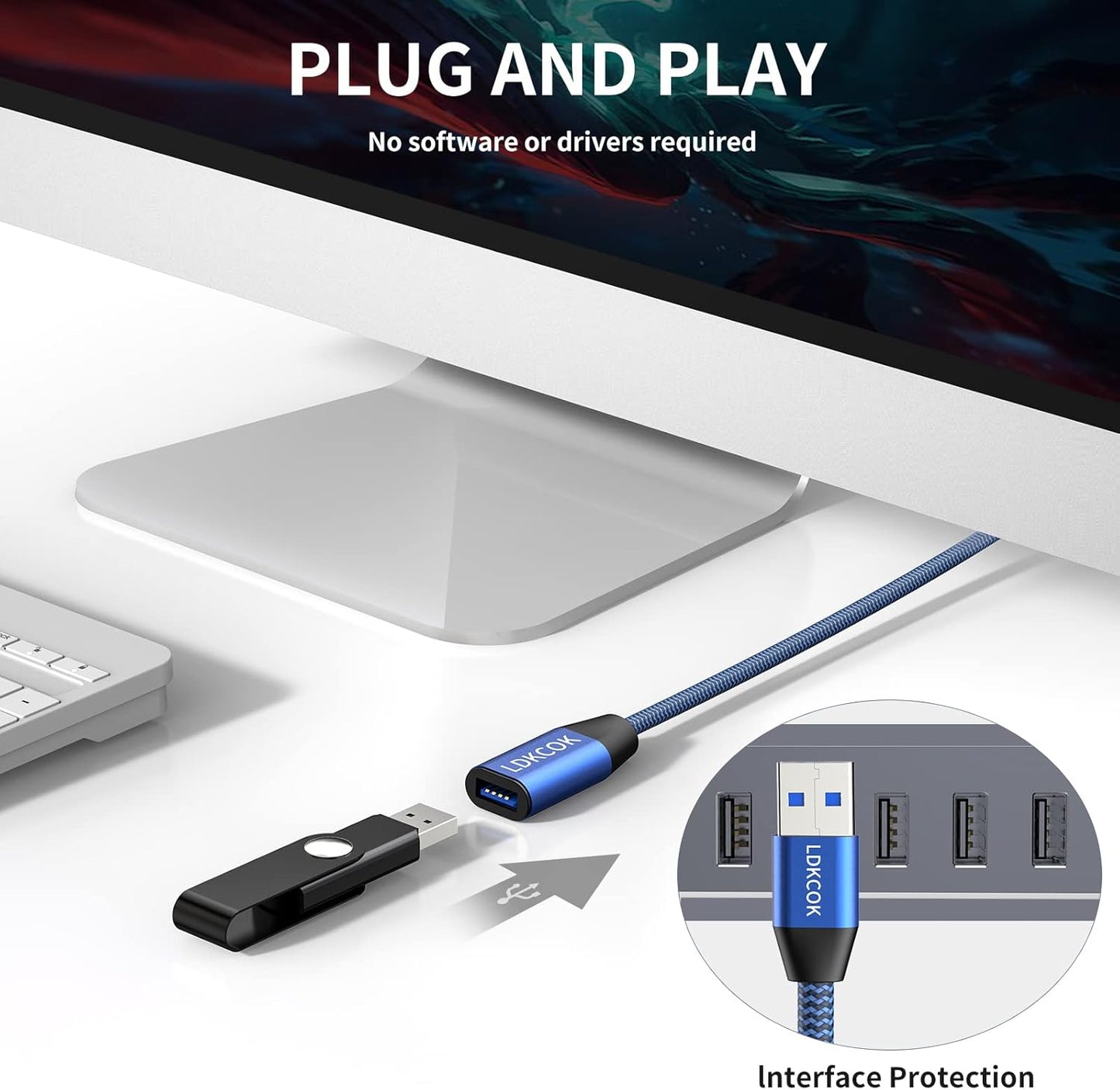 USB to USB Cable 15FT,Durable Braidedfor USB 3.0 Male to Male Type A to Type A Cable Data Transfer Compatible with Hard Drive, Laptop, DVD Player, TV, USB 3.0 Hub, Monitor, Camera, Set Up Box and More