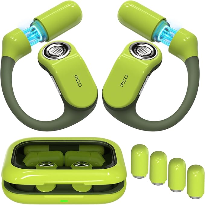 OJW Open Ear Headphones, Unlimited Power Earphones with Case & Replaceable Battery, OWS Bluetooth 5.4 Wireless Headphone with Mic, IPX7 Waterproof Headset for Sports, Compatible with iPhone & Android