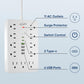 2 Pack 5 FT Flat Plug Surge Protector Power Strip,11 Multiple AC Outlets with 6 USB Ports (2 USB C), 5 Feet Extension Cord, 1250W/10A, One Touch Switch Button, 17 in 1 Compact powerstrip