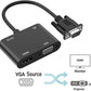 VGA to HDMI VGA Audio Video Cable Adapter Converter Splitter with 3.5mm Audio USB Power for 2 Monitors, Computer, Desktop, Laptop, PC, Projector, HDTV 1080P, Plug and Play
