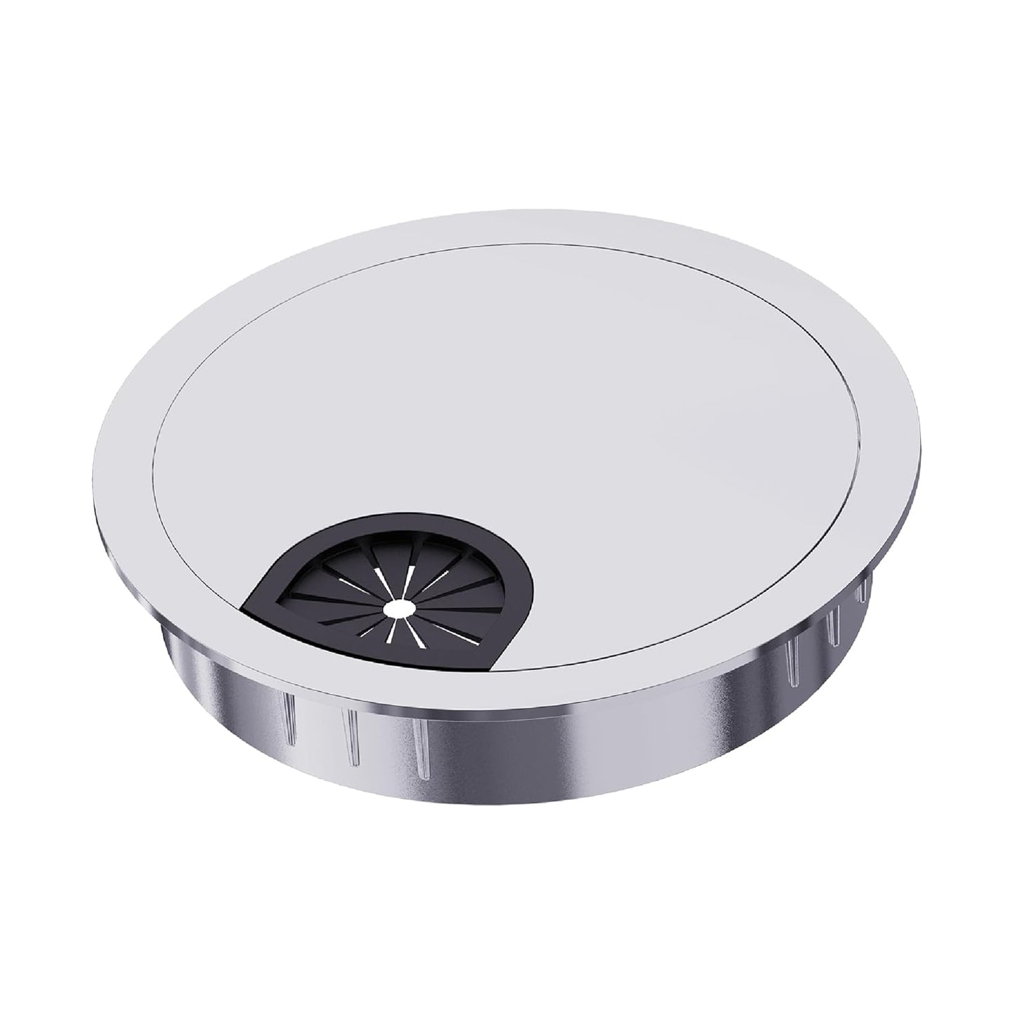 Desk Grommet 3-1/8 Inch 80mm, Zinc Alloy Computer Desk Wire Hole Cover, Office Desktop Cord Cable Hole Metal Ring, Silver Tone