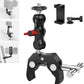 Camera Clamp Mount with Dual Ballhead Magic Arm, Aluminum Camera Mount Super Clamp Kit for DSLR Action Camera/Phone/Monitor/LED Light/Microphone, for Desk/Tripod/Tube/Crossbar (SY001)