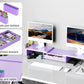 Spacrea Metal Desk Organizers and Accessories, Dual Monitor Stand Riser with Drawer and 2 Pen Holders, Desk Accessories & Workspace Desktop Organizers for Office Supplies (Purple)