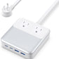 USB C Charger Block,135W GaN IV Fast Charging Station Hub,6-in-1 USB C Power Strip with Flat Plug and 5ft Cord,2 AC,2 USB A,2 USB C,PD 65W Laptop Charger for MacBook Air/Pro,iPhone16/15,Samsung-White