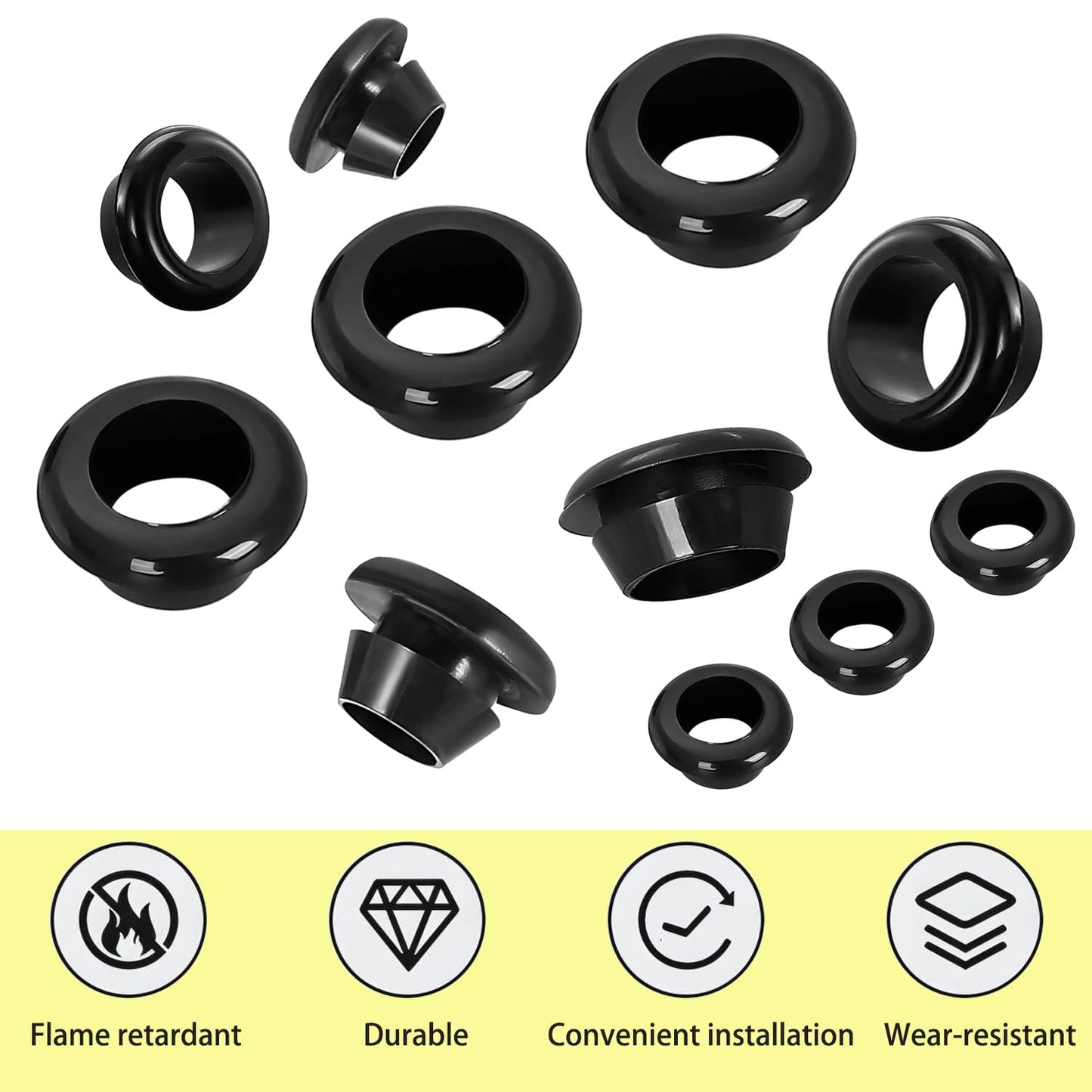 Qrity 20 PCS Rubber Grommets Cable Railing, Car Grommet, Cable Railing Protective Sleeves for Metal Posts, ID 10mm Mount Dia 12mm