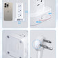 Tower Power Strips with Surge Protection, 6FT Flat Extension Cord with Multiple Outlets, 12 AC 4 USB Ports, Overload Protection Charging Station for Office Home Dorm Room Travel (White)