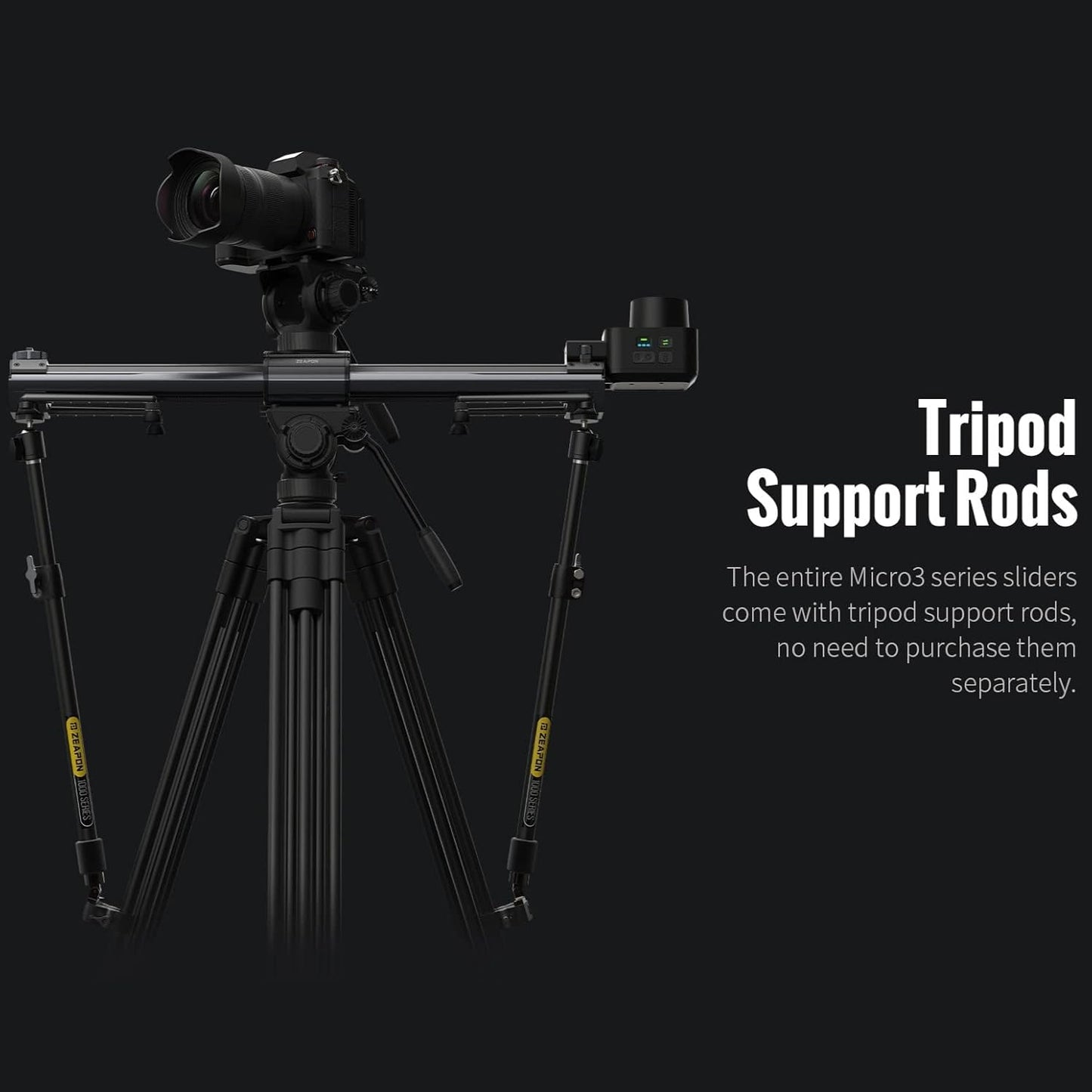 Zeapon Micro 3 E700 Double Distance Motorized Camera Slider, 30''/77cm Travel Distance, Compact Slider with carrying case, Motor Quick Switching, 10-26Lbs Payload and Adjustable Sliding Damping Design