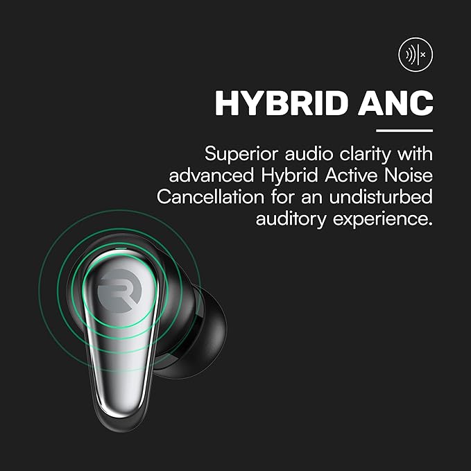 Raycon Pro Earbuds Wireless Bluetooth + 6 Microphones with Hybrid Active Noise Canceling, Sweat & Water-Resistant Earphones, Premium Wireless Ear Buds Bluetooth 40 Hours Playtime (Blue)