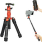 Fotopro Mini Tripod with Ball Head Phone Mount Detachable Selfie Stick Folded only 8.6" Max Load up to 6.6 lbs FY-810 Orange