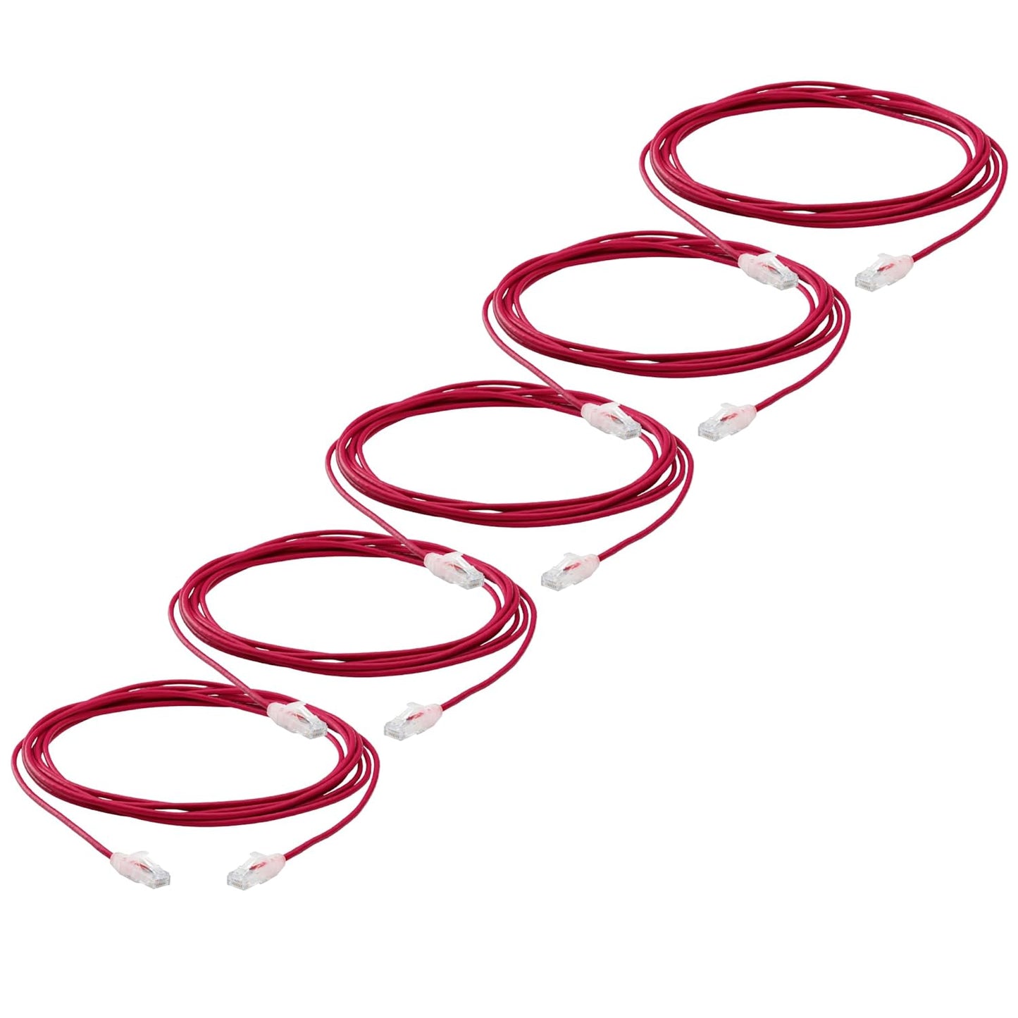 TRUECABLE Cat6 Component Rated Patch Cable, Unshielded (U/UTP), 14ft, Red, 28AWG Solid Copper, Snagless 10G High-Speed Ethernet Cable, PoE++ 4PPoE 100W, UL Listed, RoHS-3, 5 Pack