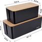 2 Pack Large Cable Management Box – Wooden Style Cord Organizer Box and Cover for TV Wires, Computer, Router, USB Hub and Under Desk Power Strip – Safe ABS Material and Baby-Pets Proof Lock (Black)