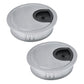 2 Pcs Desk Grommet 2-1/16" / 53 mm, Desk Cord Hole Cover, Cable Grommet Metal Zinc Alloy Materilal, Desk Hole Grommet for Home & Office Pc, Detachable Cable Cord Organizer-Matte Silver