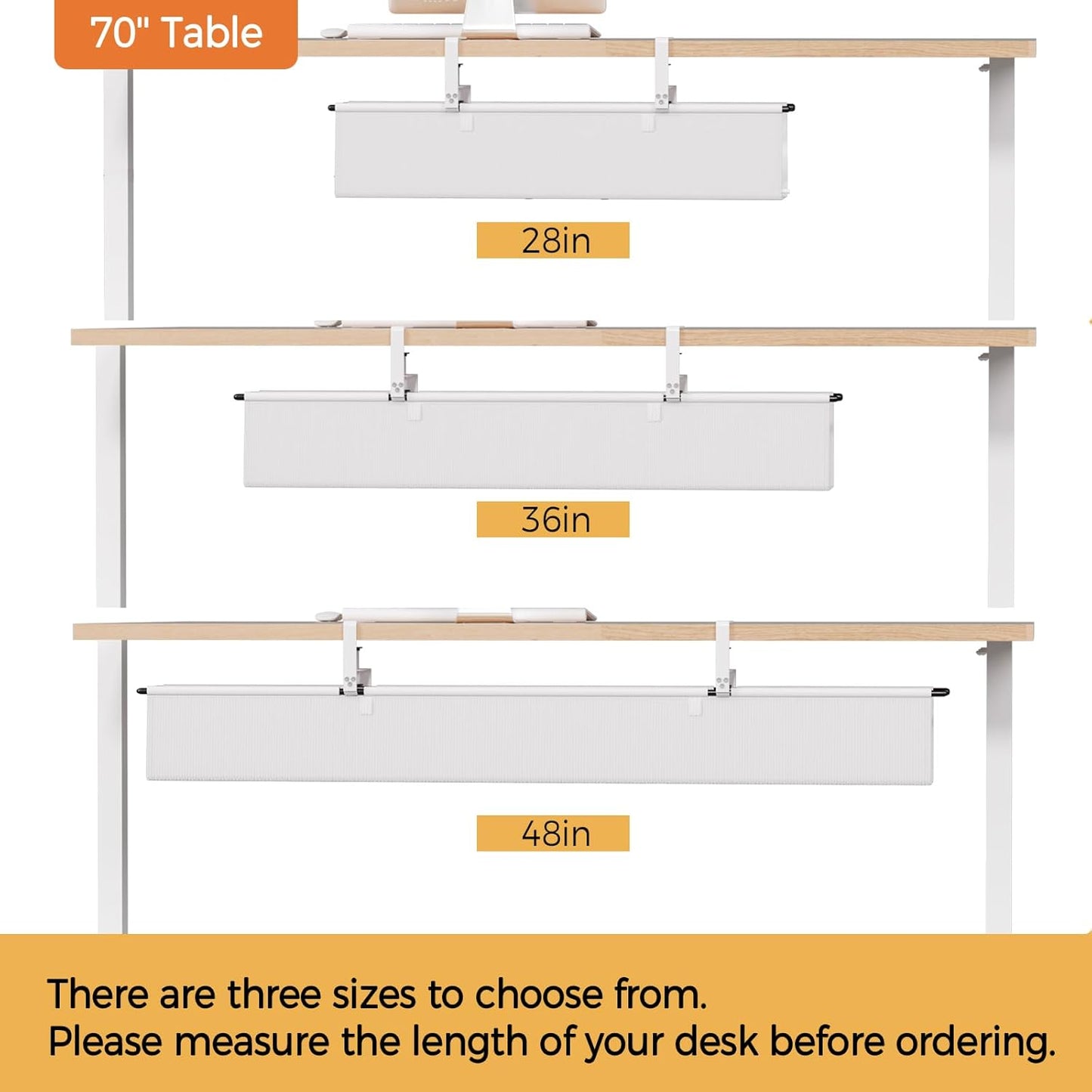Under Desk Cable Management Tray - 48" Cord Organizer for Desk No Drill, Fabric Under Table Wire Organizer with 16X Cable Ties Hide for Office/Home, Cord Hider Fits Adapters & Sockets, White